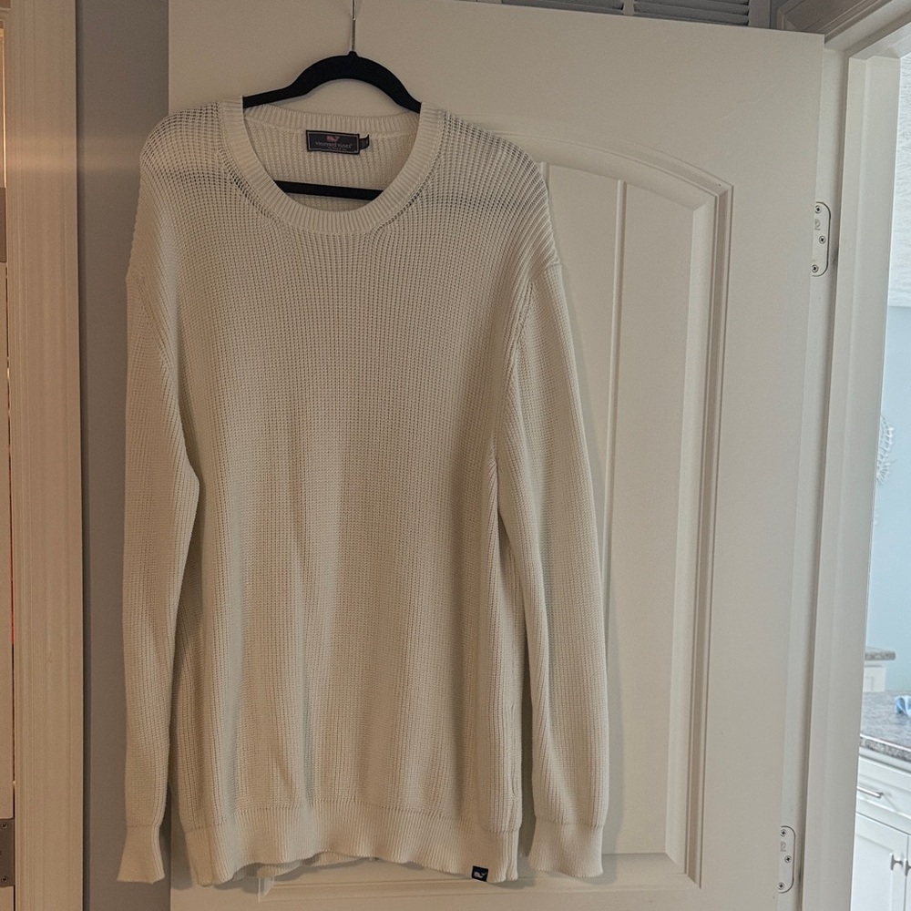 Vineyard Vines Men's Off-White Rib Crewneck Sweater